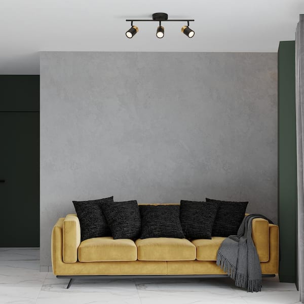 Gilded 2 ft. 3-Light Matte Black with Brushed Gold Integrated LED Selectable CCT Fixed Track Lighting Kit