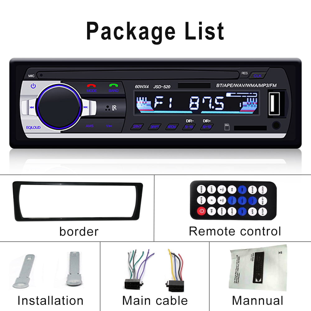 Podofo 1 DIN Car Stereo 12V Bluetooth FM Radio In-Dash Single Din Car Audio Player Digital Audio Music Car MP3 Player USB/SD/AUX-IN