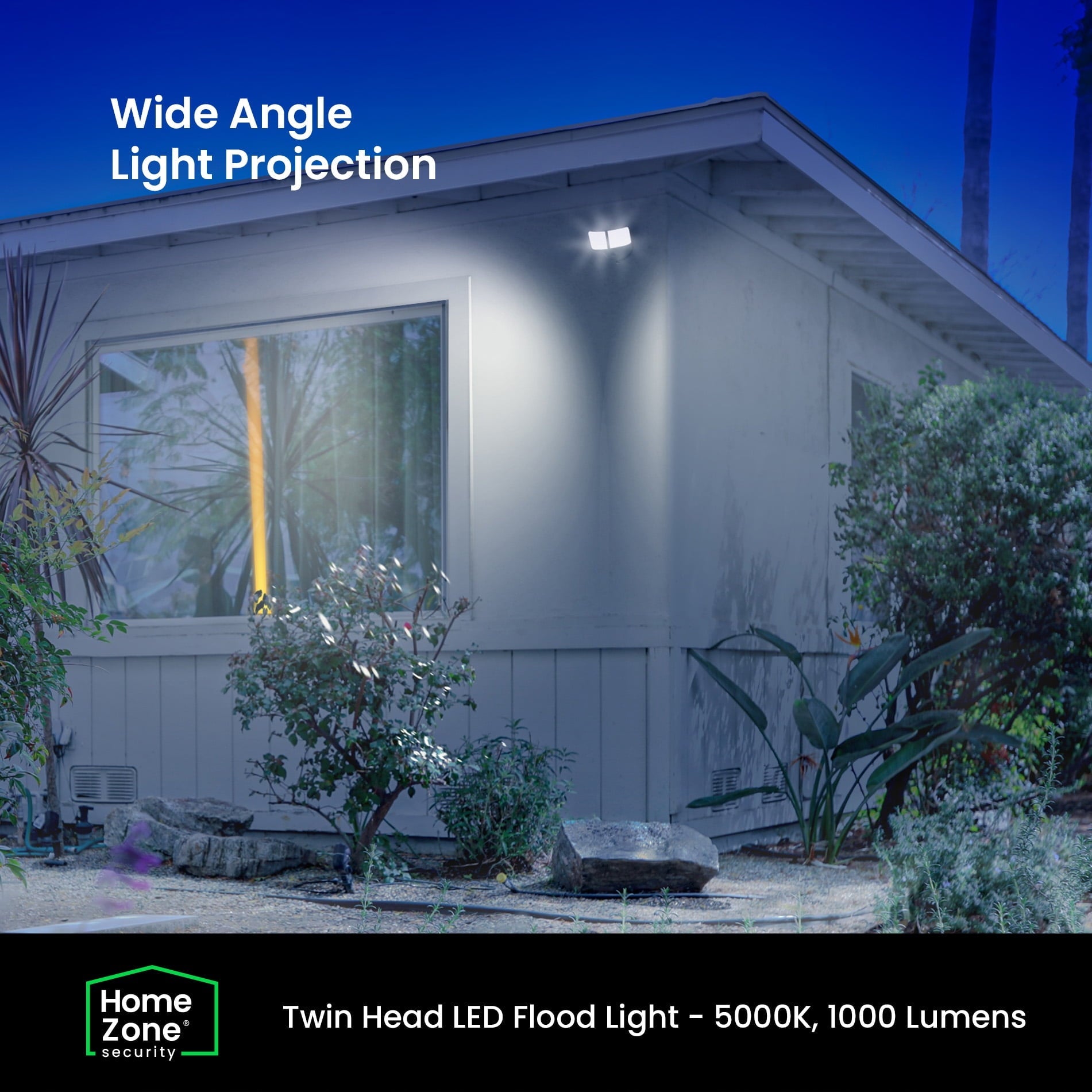 Home Zone Security Motion Sensor Twin Head Flood Light - 5000K LE, White, 2-Pack