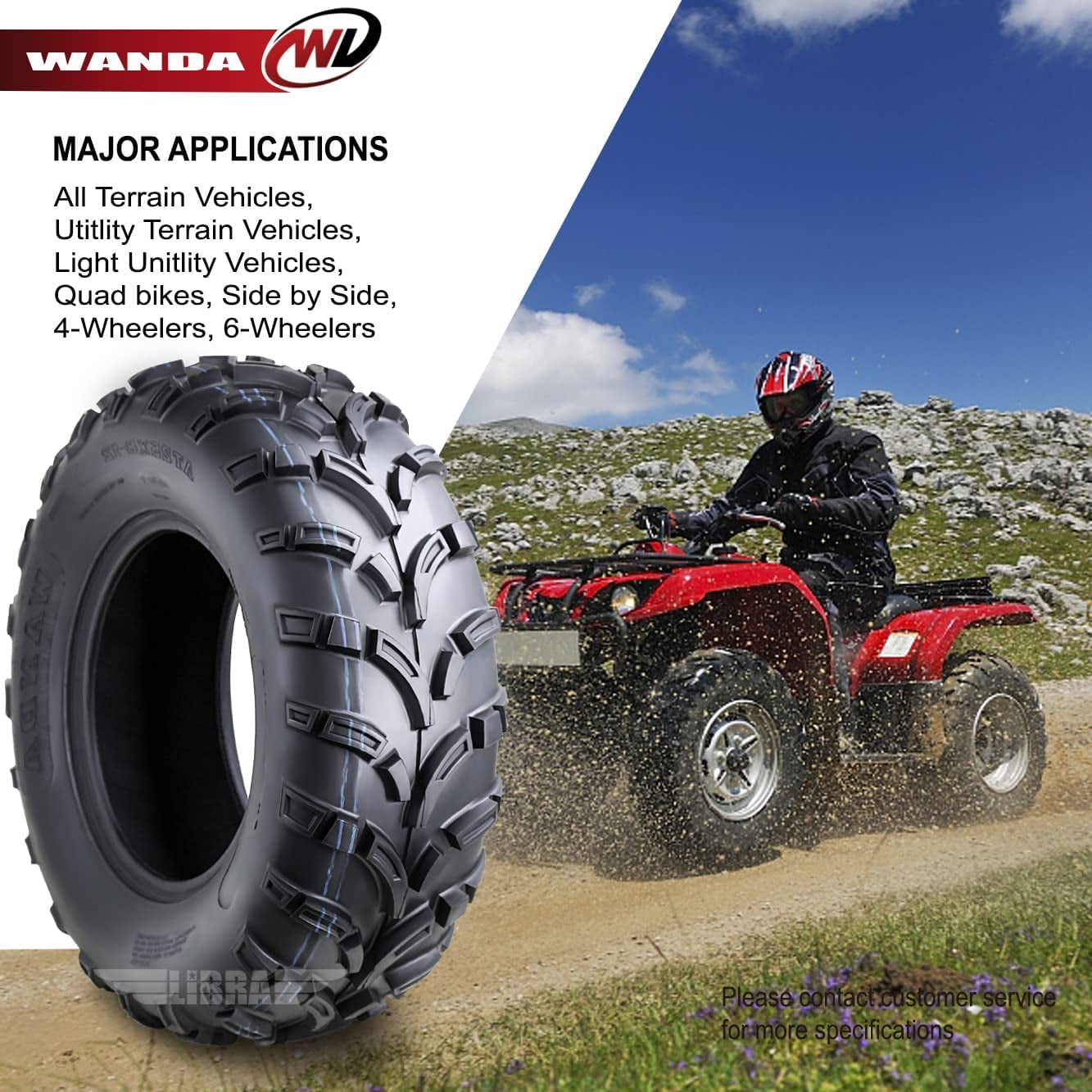 Wanda ATV/UTV Tires 25x8-12 Front & 25x10-12 Rear /6PR P373, Set 4