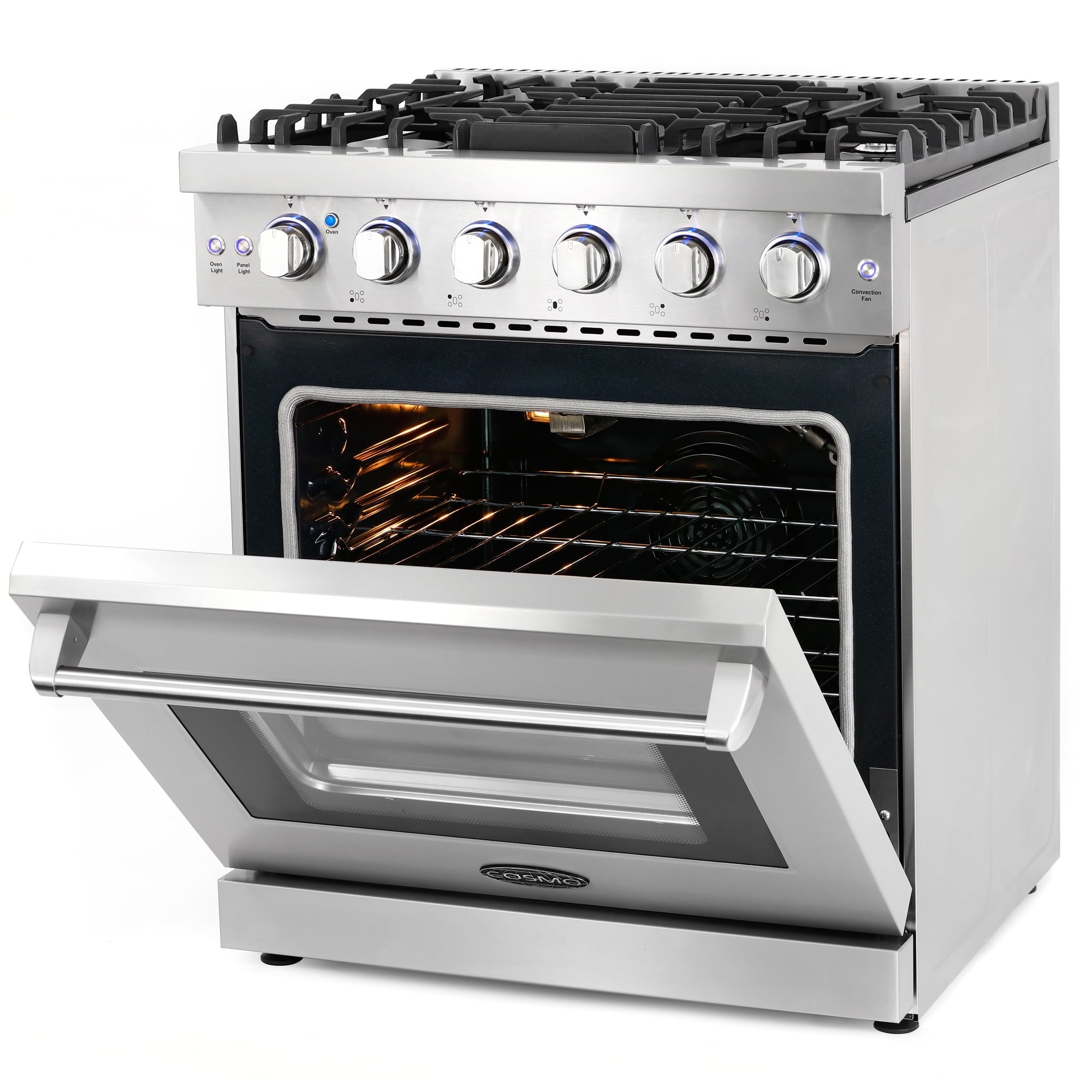 Cosmo 30 Inch 4.5 Cubic Foot Gas Range Kitchen Stove Convection Oven with 5 Sealed Burners
