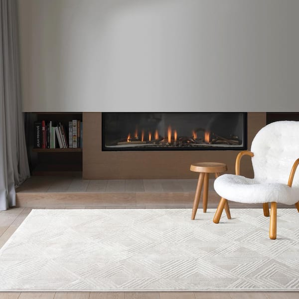 Bazaar Zen Cream 8 ft. x 10 ft. Abstract Area Rug