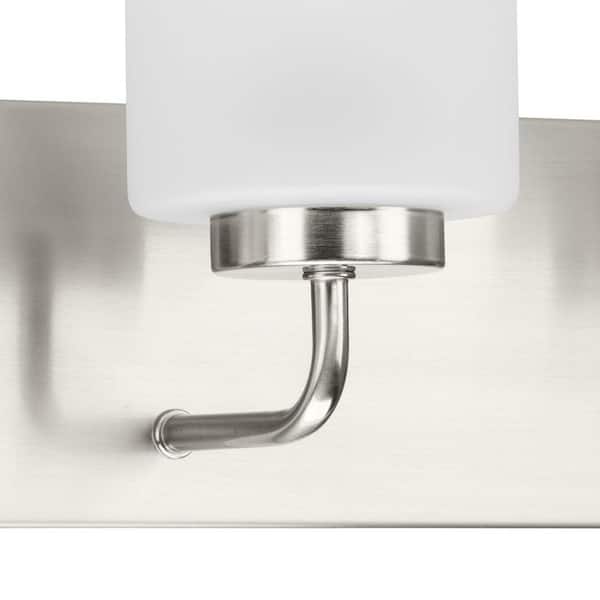 Merry Collection 48 in. 6-Light Brushed Nickel and Etched Glass Transitional Style Bath Vanity Wall Light