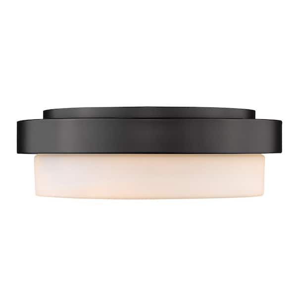 13 in. 2-Light Black Flush Mount