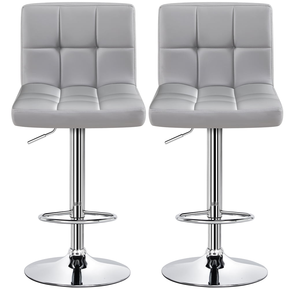 Smile Mart Adjustable Modern Faux Leather Counter-Height Mid-Back Barstool, Set of 2,Black