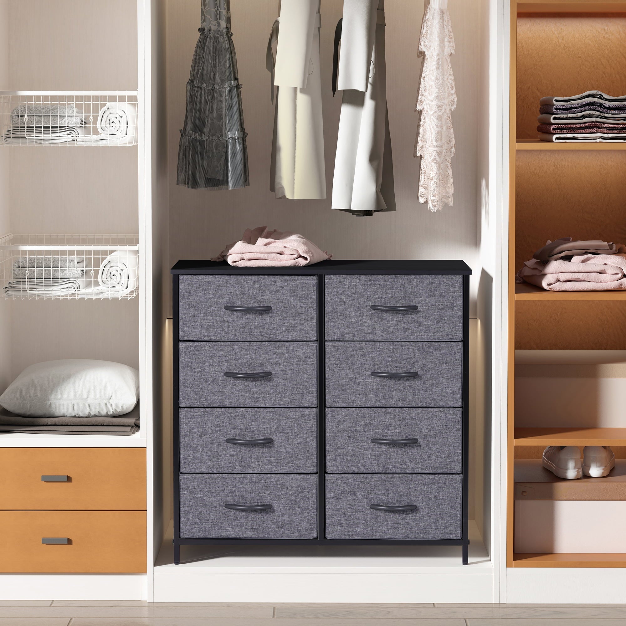 8-Drawer Dresser for Kids，8  Fabric Dresser for Bedroom，8 Drawer Dresser Chest ，Gray