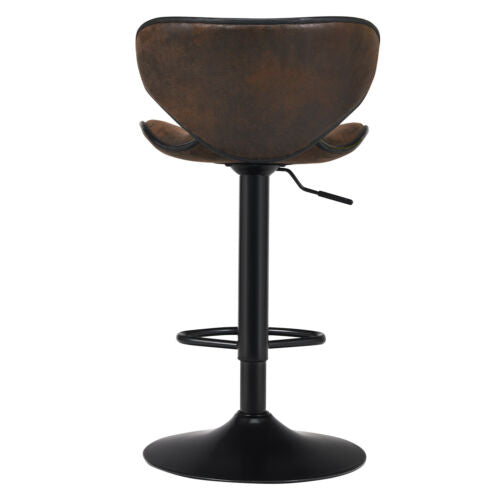 Costway Set of 4 Adjustable Bar Stools Swivel Bar Chairs Pub Kitchen Retro Brown