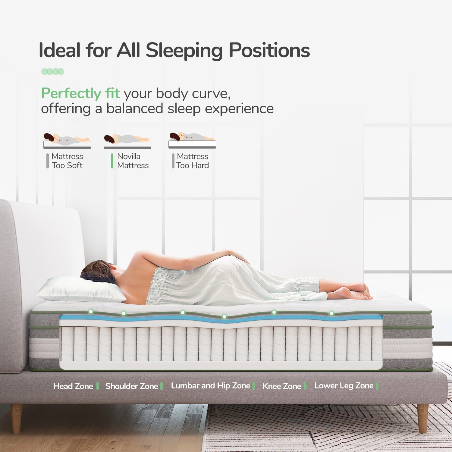 12 inch Queen Mattresses, Pocket Spring Hybrid Mattress with Gel Memory Foam for Cool Sleep