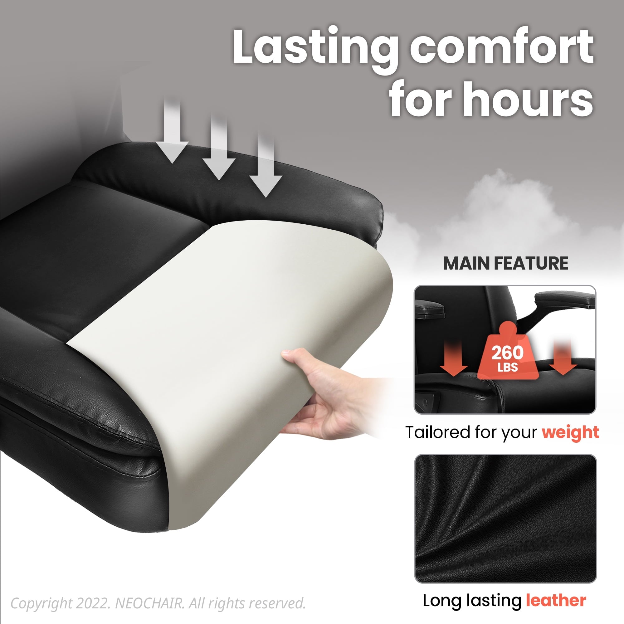 Neo Chair Mid Back Ergonomic Executive PU Leather Chair with Padded Flip-up Arms, Jet Black