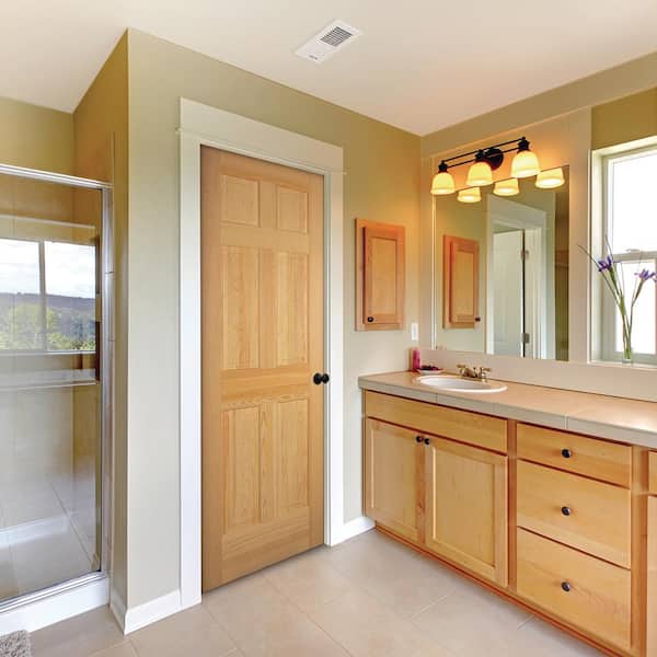 30 in. x 80 in. Left-Handed 6-Panel Solid Core Unfinished Clear Pine Single Prehung Interior Door