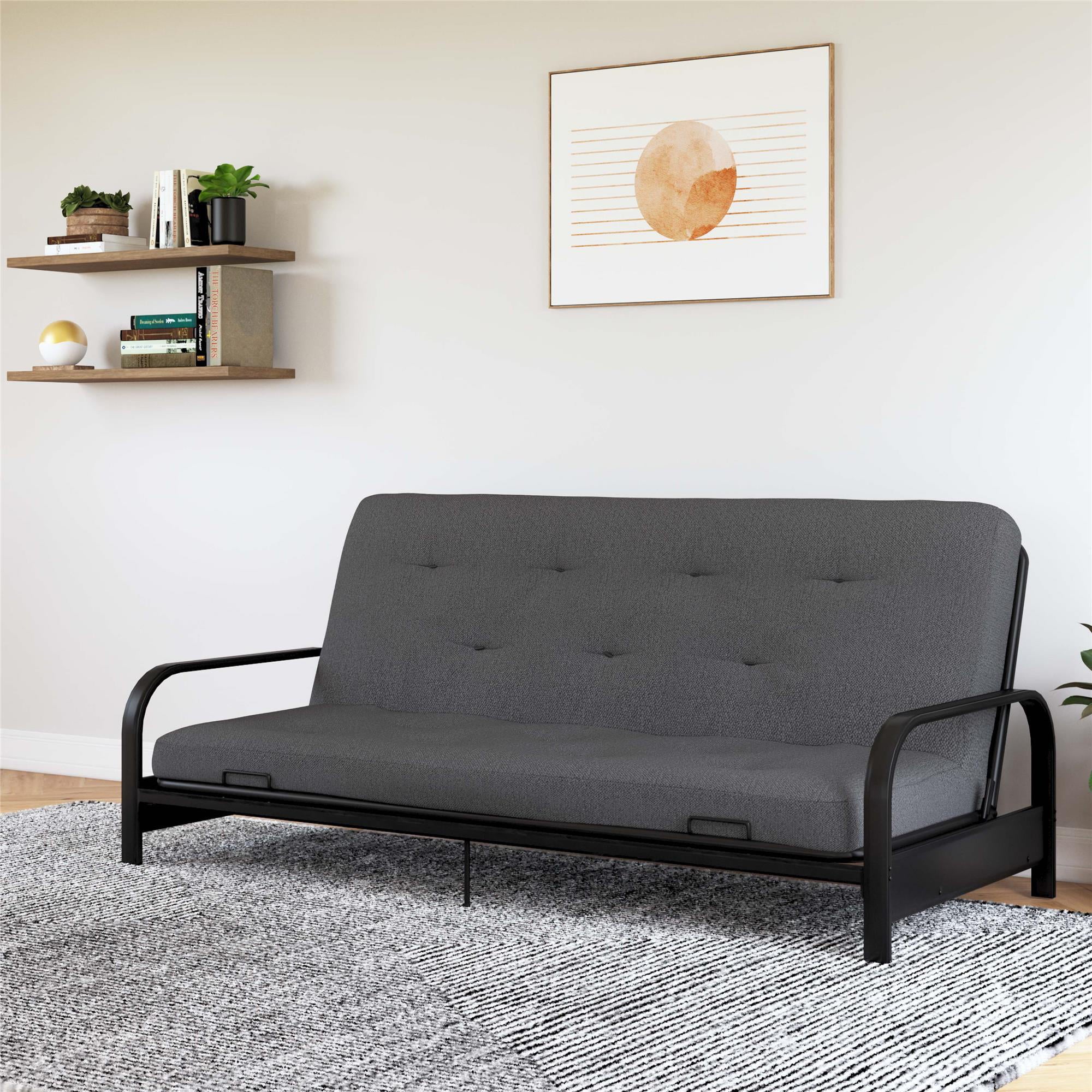 RealRooms Cozey 6-Inch Bonnell Coil Futon Mattress, Microfiber, Full, Dark Gray