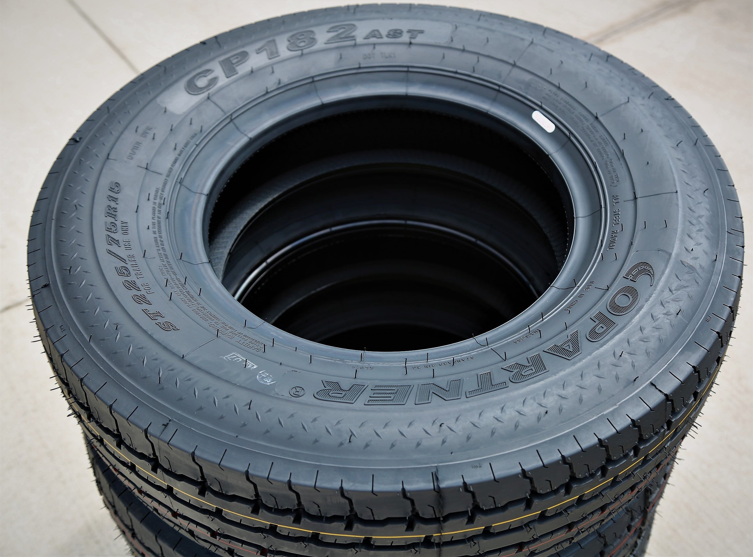 Copartner CP182 All Steel ST 225/75R15 Load F 12 Ply Trailer Tire