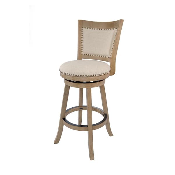 Melrose 29 in. Driftwood Wire-Brush Wood Frame Bar Stool