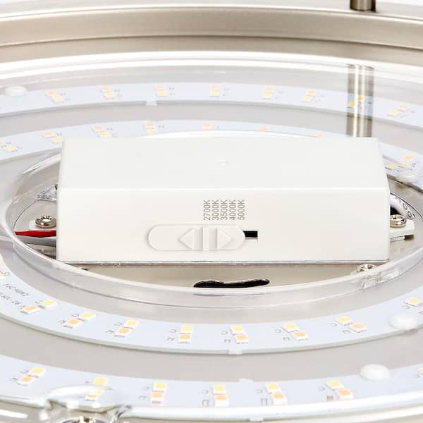 14 in. Satin Nickel LED Ceiling Mount Fixture, 5 CCT 2700K-5000K, 2100 Lumens, Dimmable