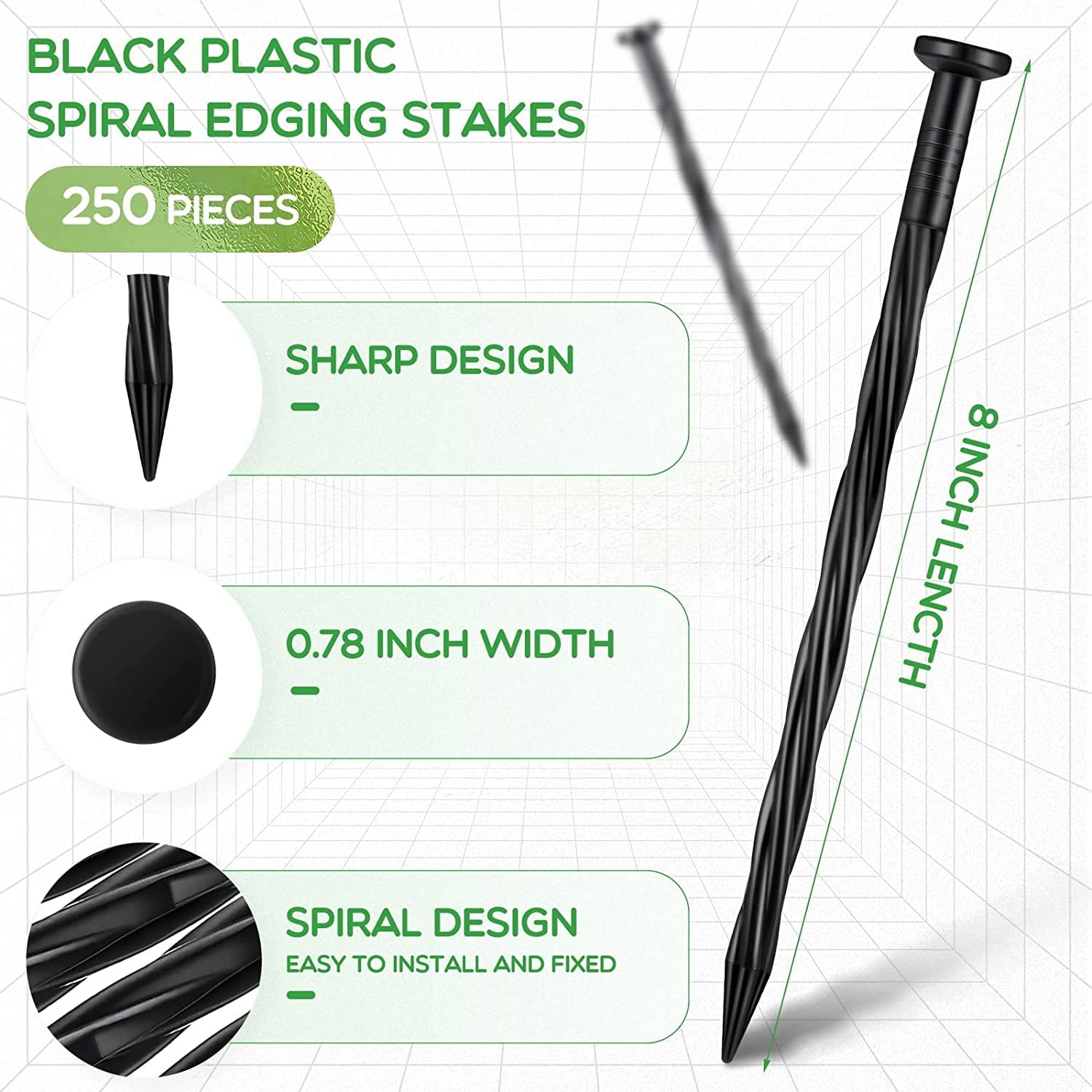 NFTIGB 8-Inch Garden Spikes 30 Pcs Plastic Landscape Edging Anchoring Stakes for Lawn Yard Paver Edging, Weed Barrier Fabric, Tent