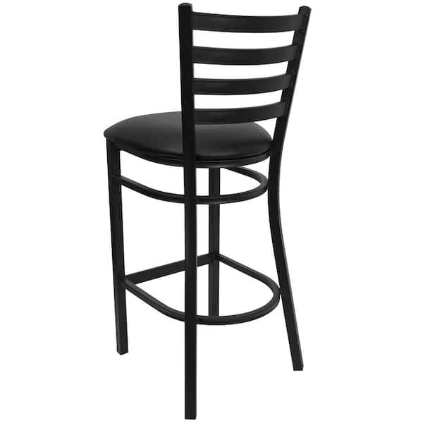 30 in. Black Cushioned Metal Bar Stool