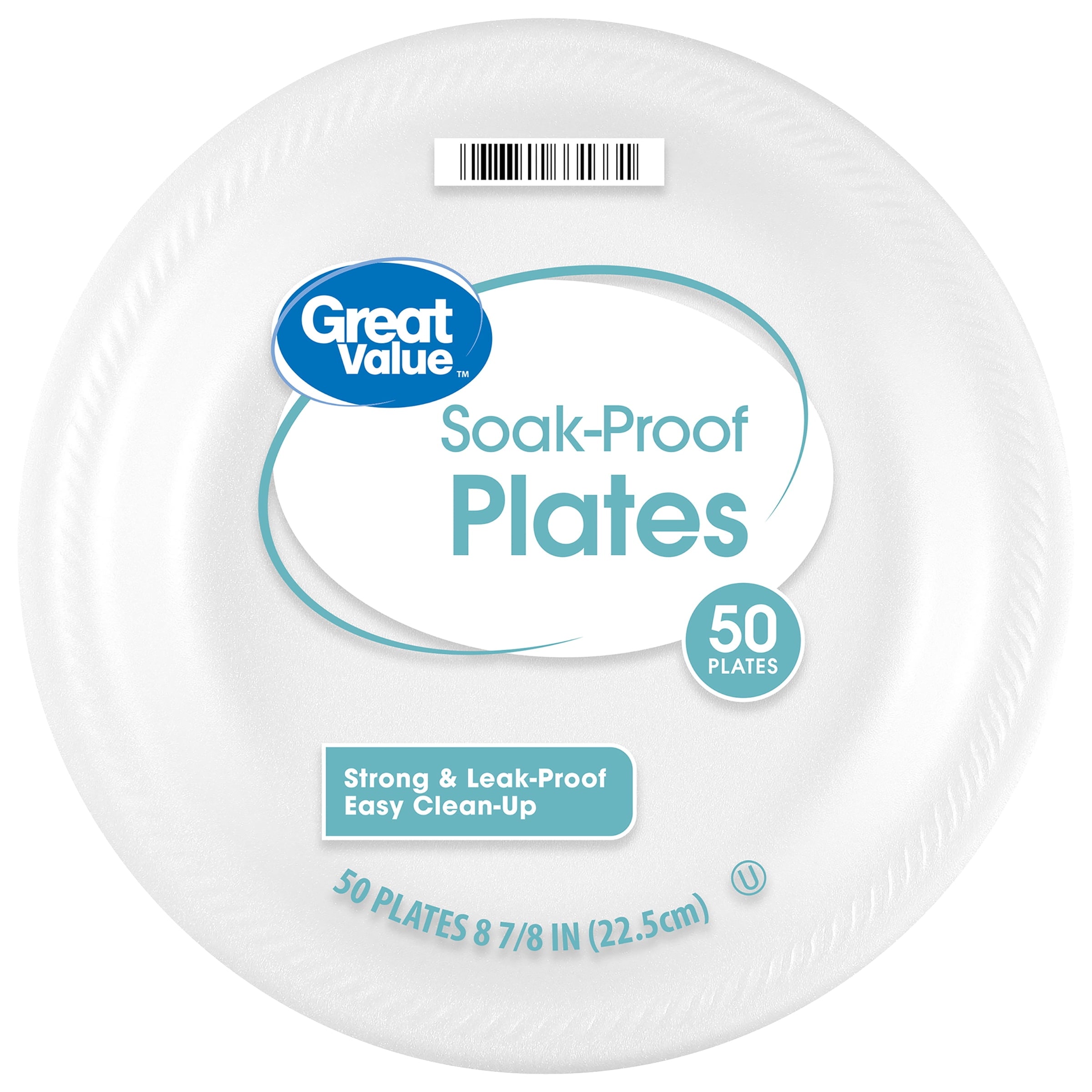 Great Value Everyday Disposable Foam Plates, 9 in, 50 ct