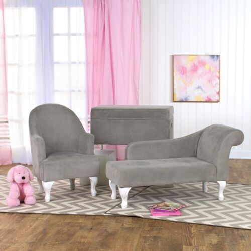 HomePop Diva Juvenile Accent Chair Dove Gray Grey