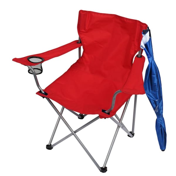 Outdoor Foldable Camping Chair with Detachable Umbrella, Armrest, Adjustable Canopy Stool, Cup Holder and Carry Bag