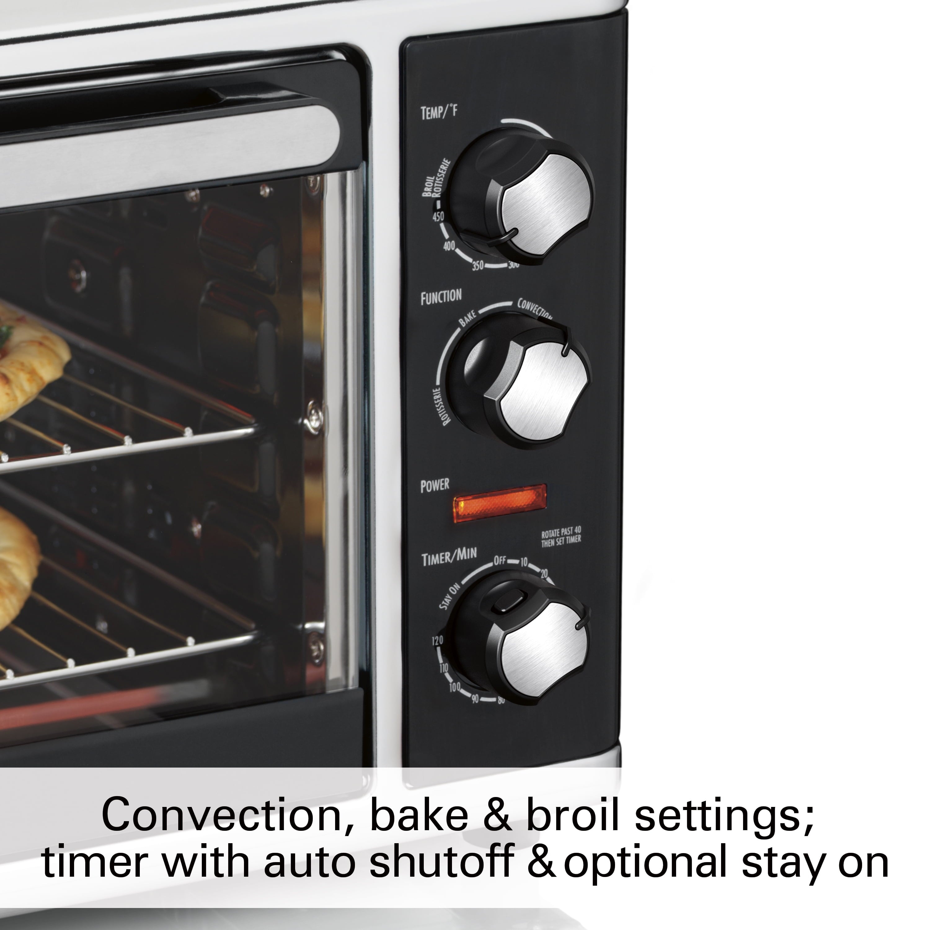 Hamilton Beach Countertop Oven with Convection and Rotisserie, Baking, Broil, Extra Large Capacity, Silver, 31105