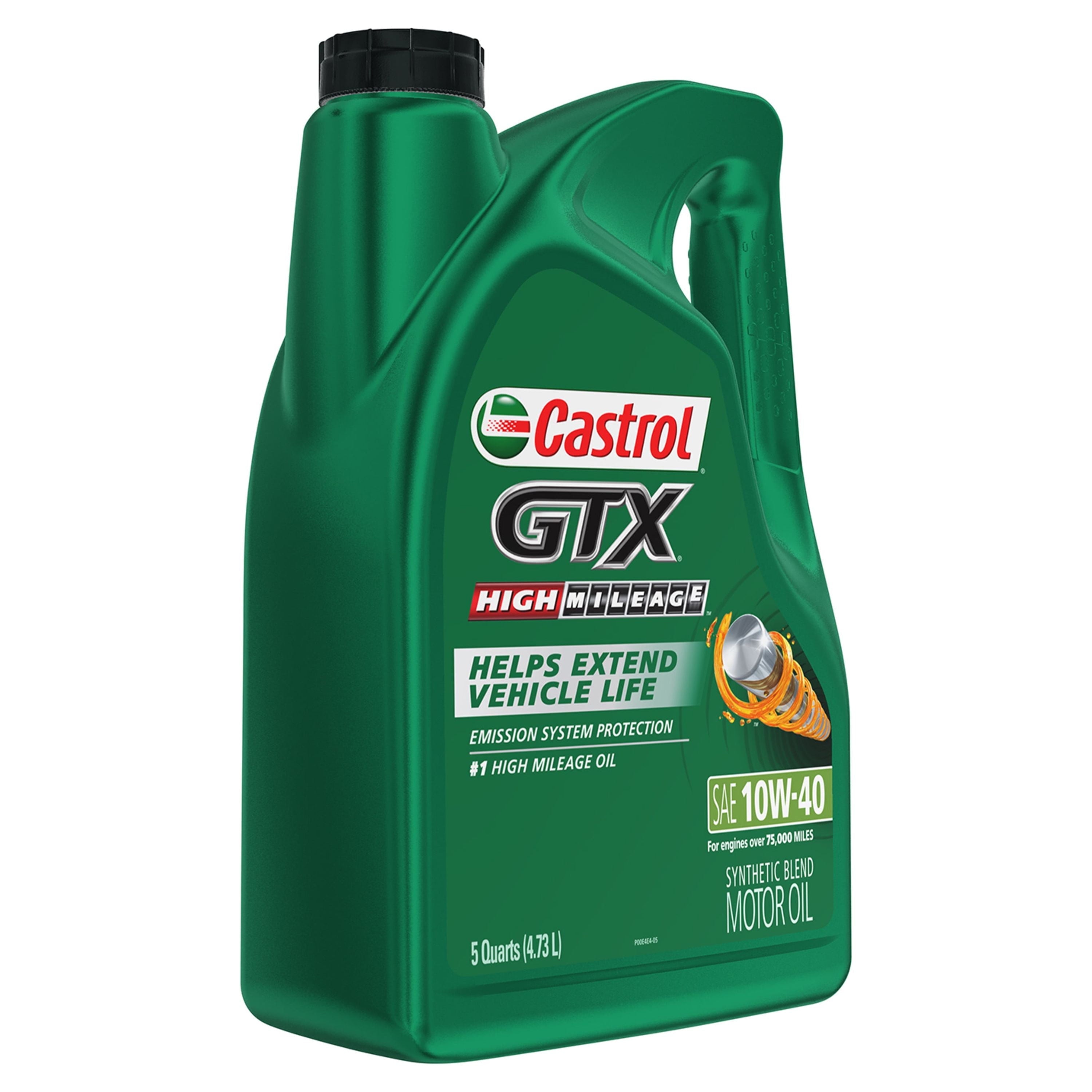 Castrol GTX High Mileage 10W-40 Synthetic Blend Motor Oil, 5 Quarts