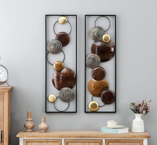 Metal Wall Decor Panel Art Set Modern Geometric Abstract Rectangular Christmas