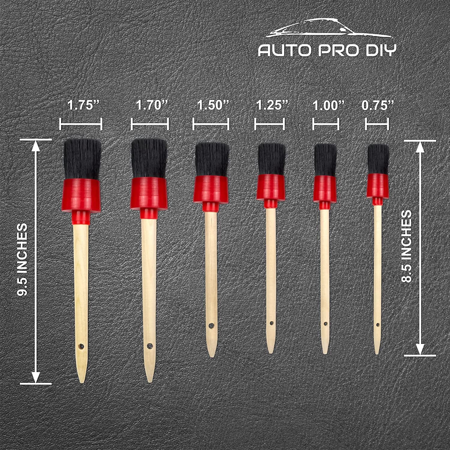 11 Piece Car Detailing Kit Set - Car Wheels, Exterior, Interior Cleaning Detail Supplies - Boars Hair, Stainless Steel Wire, Duster Brushes, APD-101