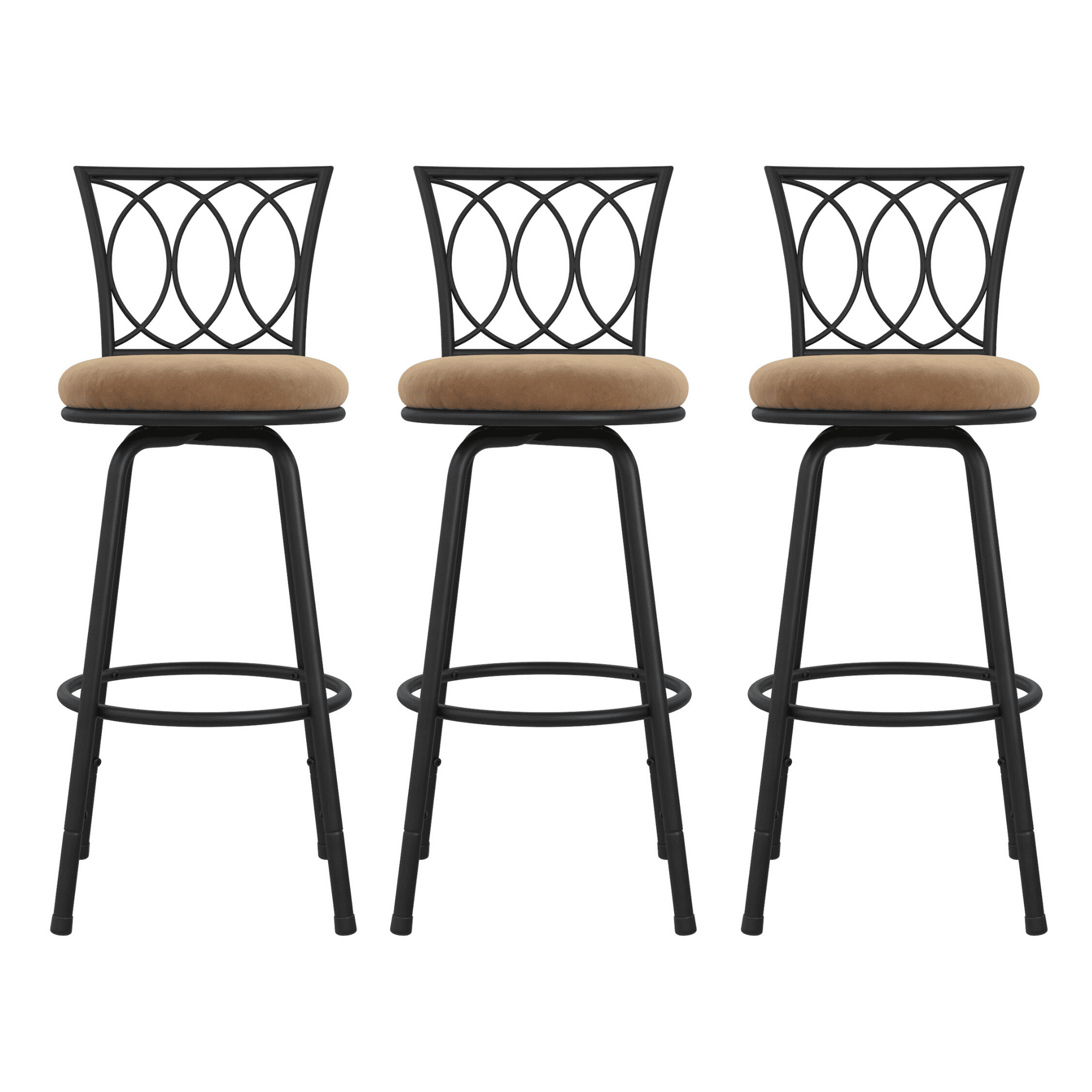 DHP Arcadio Adjustable Swivel Barstool, Tan Microfiber, Set of 3