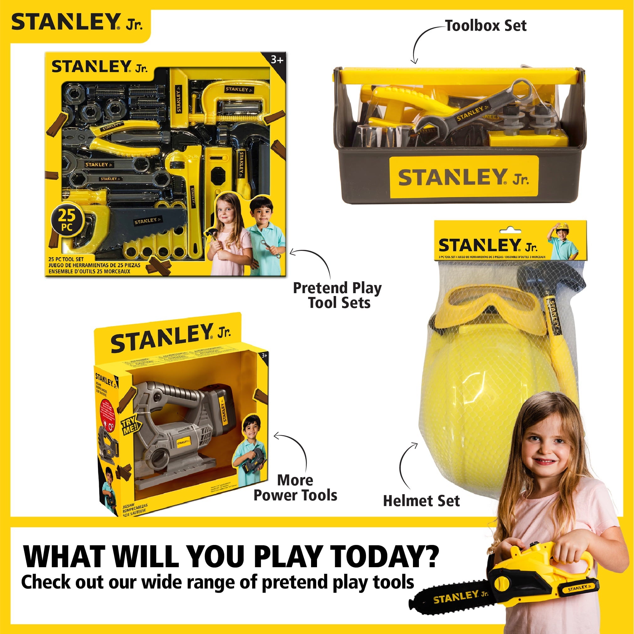 STANLEY Jr 3 Piece Toy Battery Powered Chain Saw