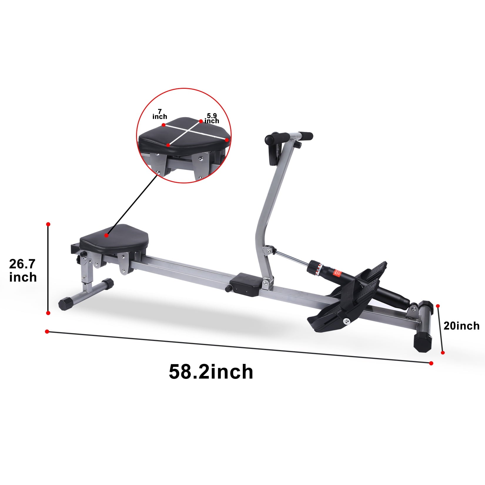 DFITO Fitness Rowing Machine Rower Ergometer, 12 Levels of Adjustable Resistance, Digital Monitor and 260 lbs of Maximum Load, Black
