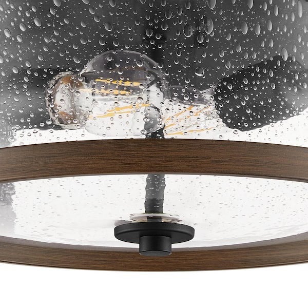 Richland 2-Light Dark Bronze Flush Mount Clear Seedy Glass