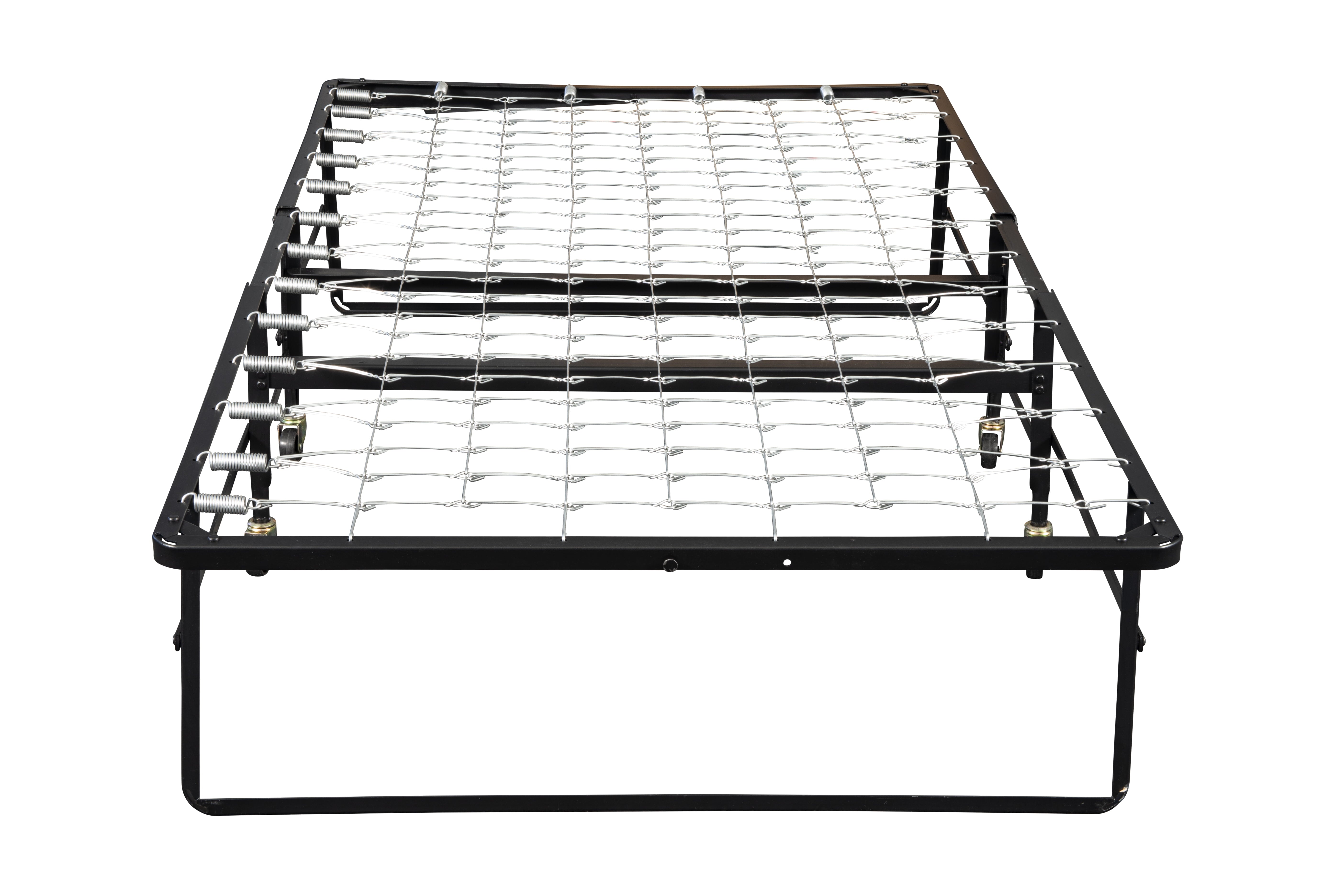 Hollywood Bed Frame Rollaway Bed Spring Mattress, Foldable with Wheels, Twin