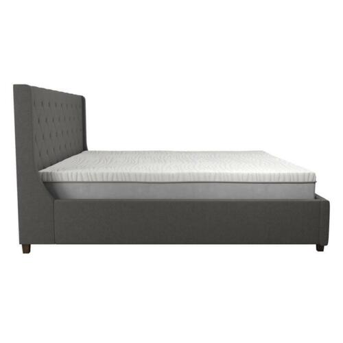 CosmoLiving Mercer Mid-Century Fabric King Upholstered Bed in Gray