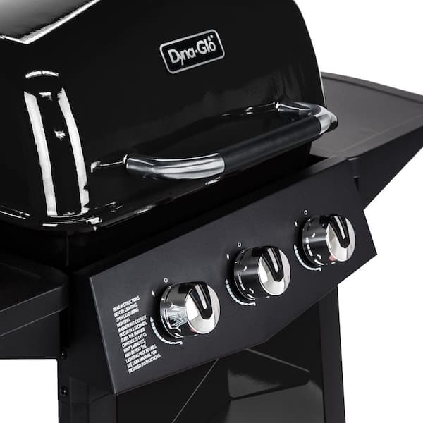 3-Burner Open Cart Propane Gas Grill in Black