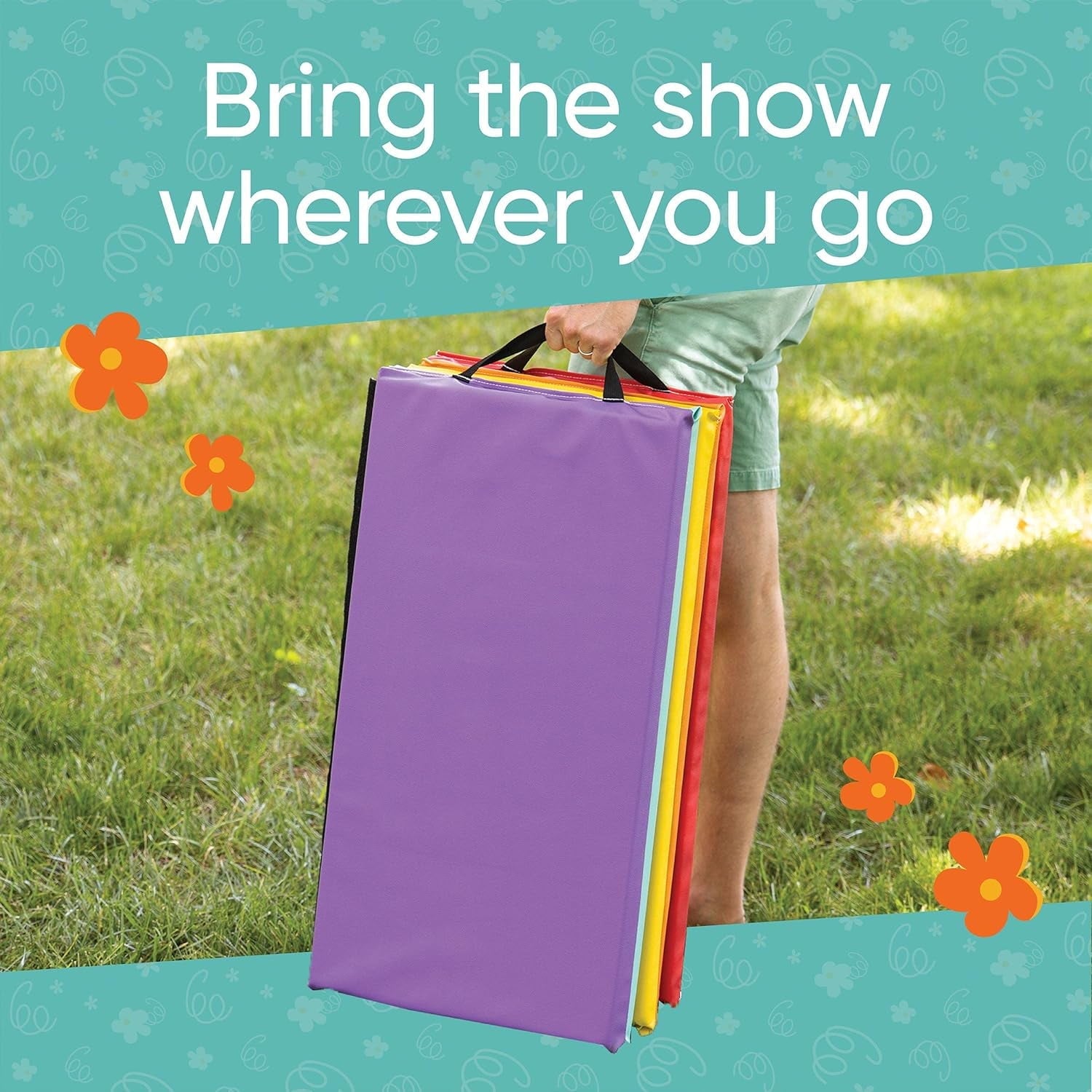 Hearthsong 5-Panel Folding Gymnastics Tumbling Mat - Rainbow