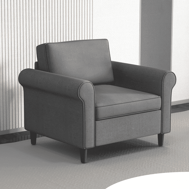 ZAFLY Modern Sleeper Sofa | Sectional Single Couch, DIY Combination for Living Room | Natural Fabric, Cotton and Linen | Wooden Frame, Durable and Sturdy- Dark Gray