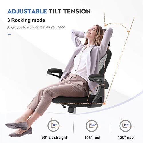 Office Chair - Ergonomic Desk Chair with Adjustable 2D Headrest & Lumbar & Ar...