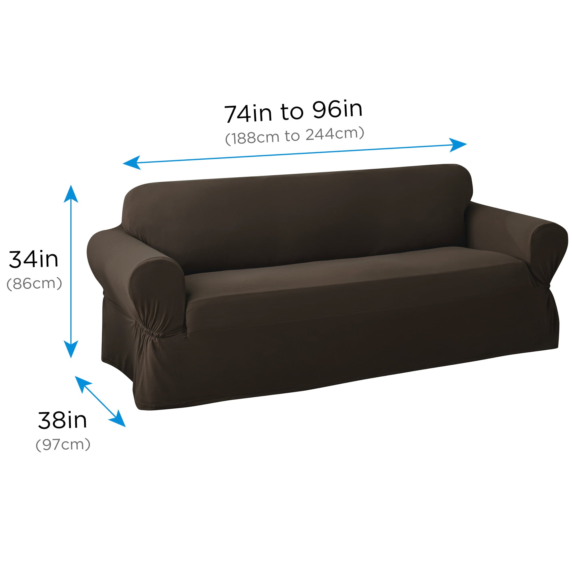 Mainstays Soft Touch Stretch Fabric Sofa Slipcover, Brown, 1-Piece