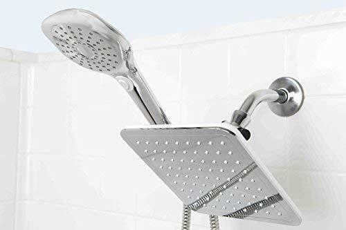 Home Basics, Silver 5 Function Dual Shower Massager with Rainfall Head Set