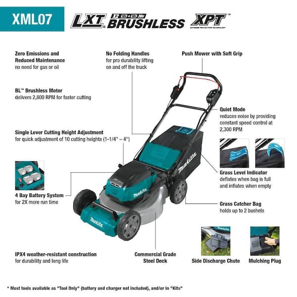21 in. 18-Volt X2 (36-Volt) LXT Lithium-Ion Cordless Walk Behind Push Lawn Mower, Tool-Only