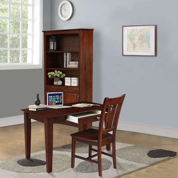 36 in. Rectangular Espresso 1 Drawer Writing Desk with Solid Wood Material