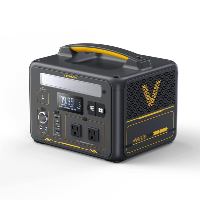 VTOMAN Jump 600X Portable Power Station 600W,299Wh Capacity LiFePO4 Solar Generator with 110V/600W AC Outlets, 60W USB Port, 12V DC Output Battery Powered Generator for Camping & Home Backup