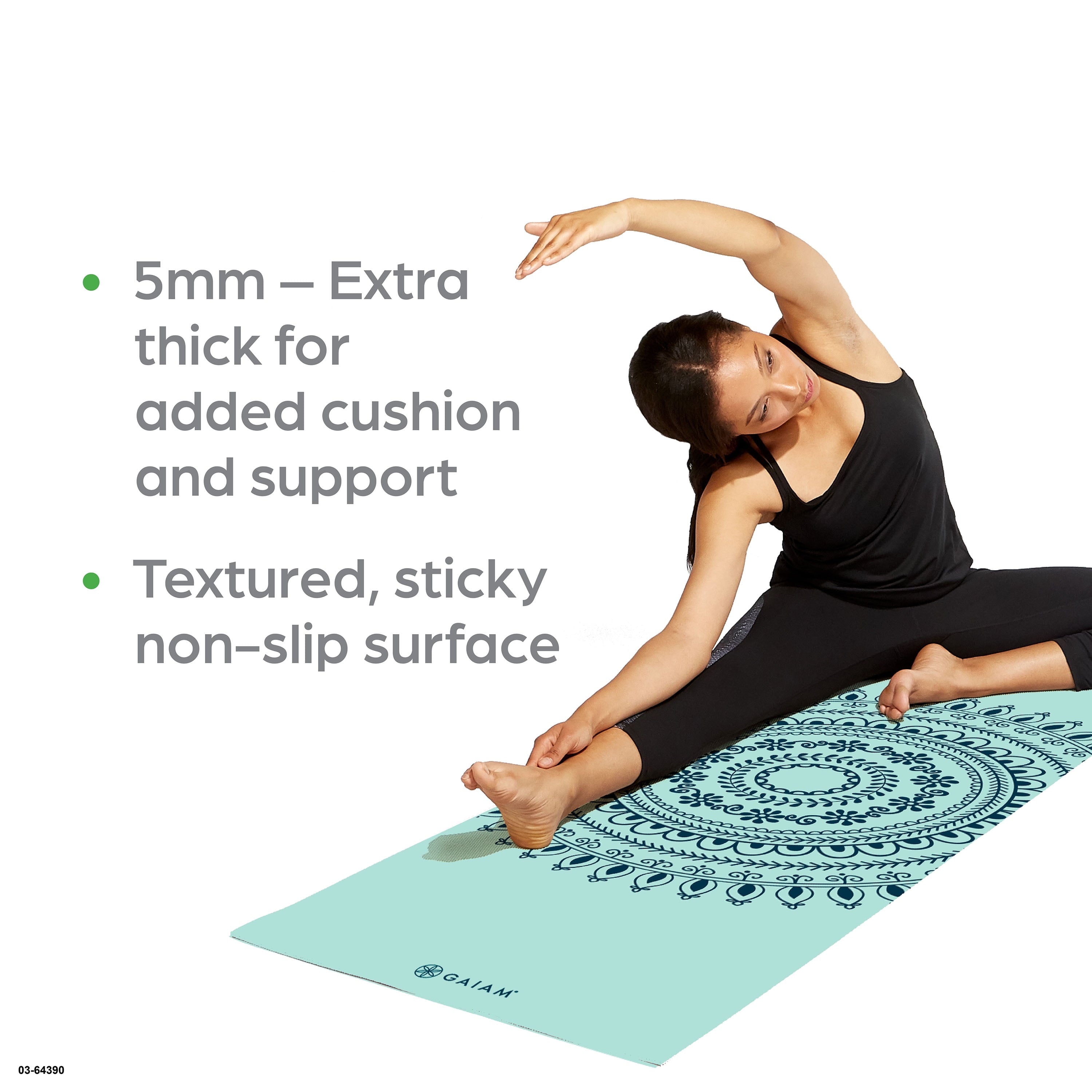 Gaiam 5mm Printed Yoga Mat, Mint Marrakesh, PVC
