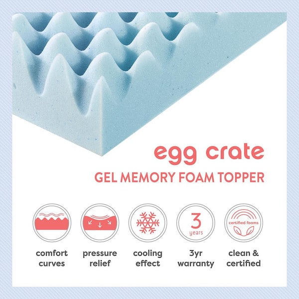 4 in. King Cooling Gel Egg Crate Memory Foam Mattress Topper