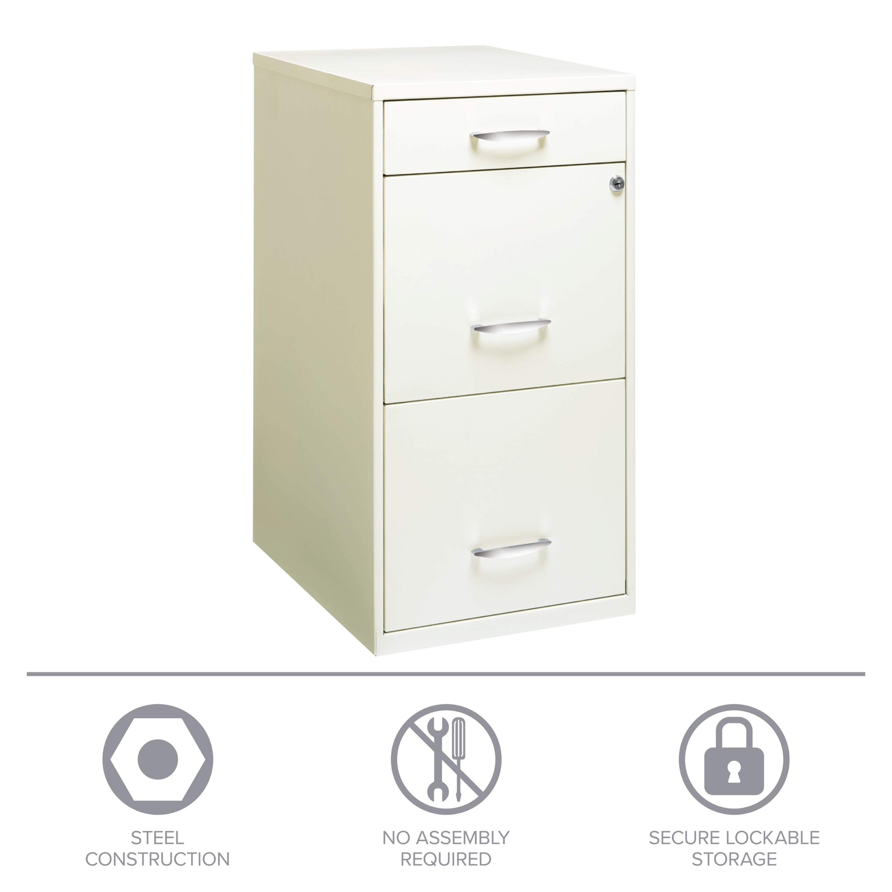 Space Solutions 3 Drawer Letter Width Vertical File Cabinet with Pencil Drawer, White