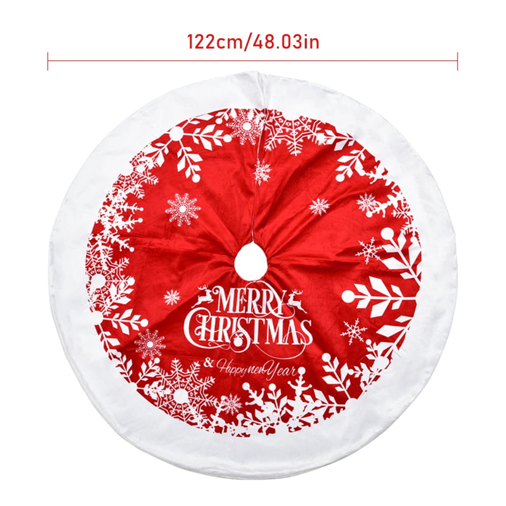 48 Inches Christmas Tree Skirt Red Xmas Tree Ornaments Christmas Tree Mat For Hoilday Party Home Decorations