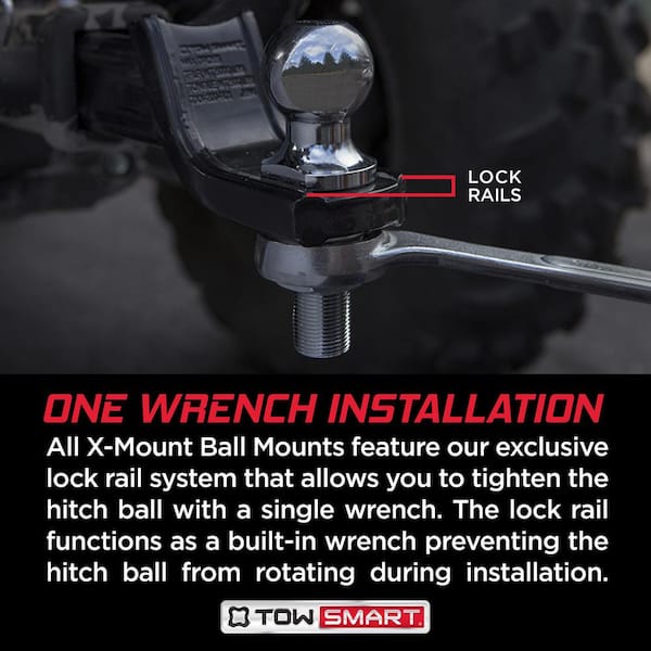 Class V, 15,000 lb., 8 in. Drop x 6 in. Rise x 1-1/4 in. Shank, X-Mount Trailer Hitch Ball Mount