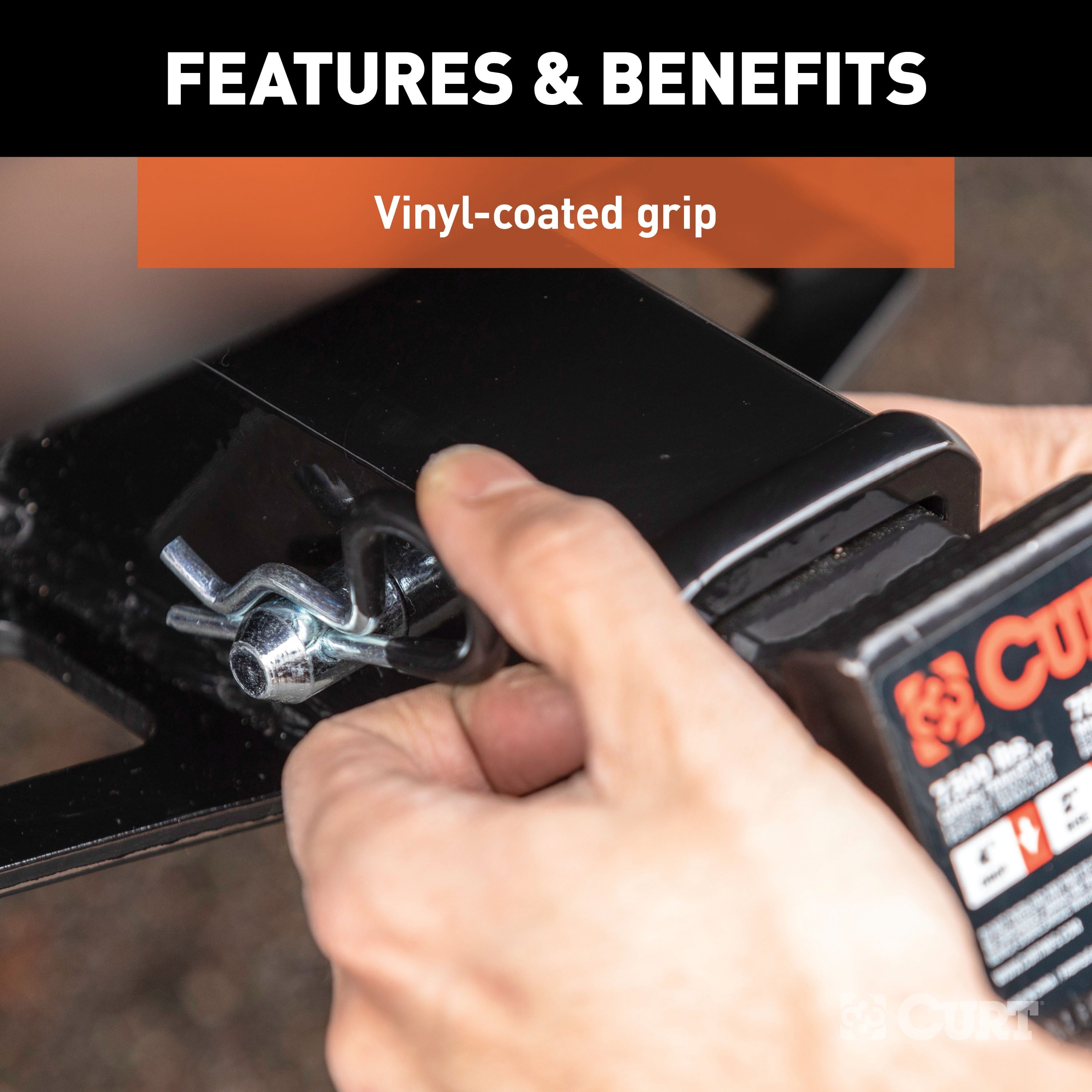 CURT 21510 Trailer Hitch Pin & Clip with Vinyl-Coated Grip, 5/8-Inch Diameter, Fits 2-Inch Receiver