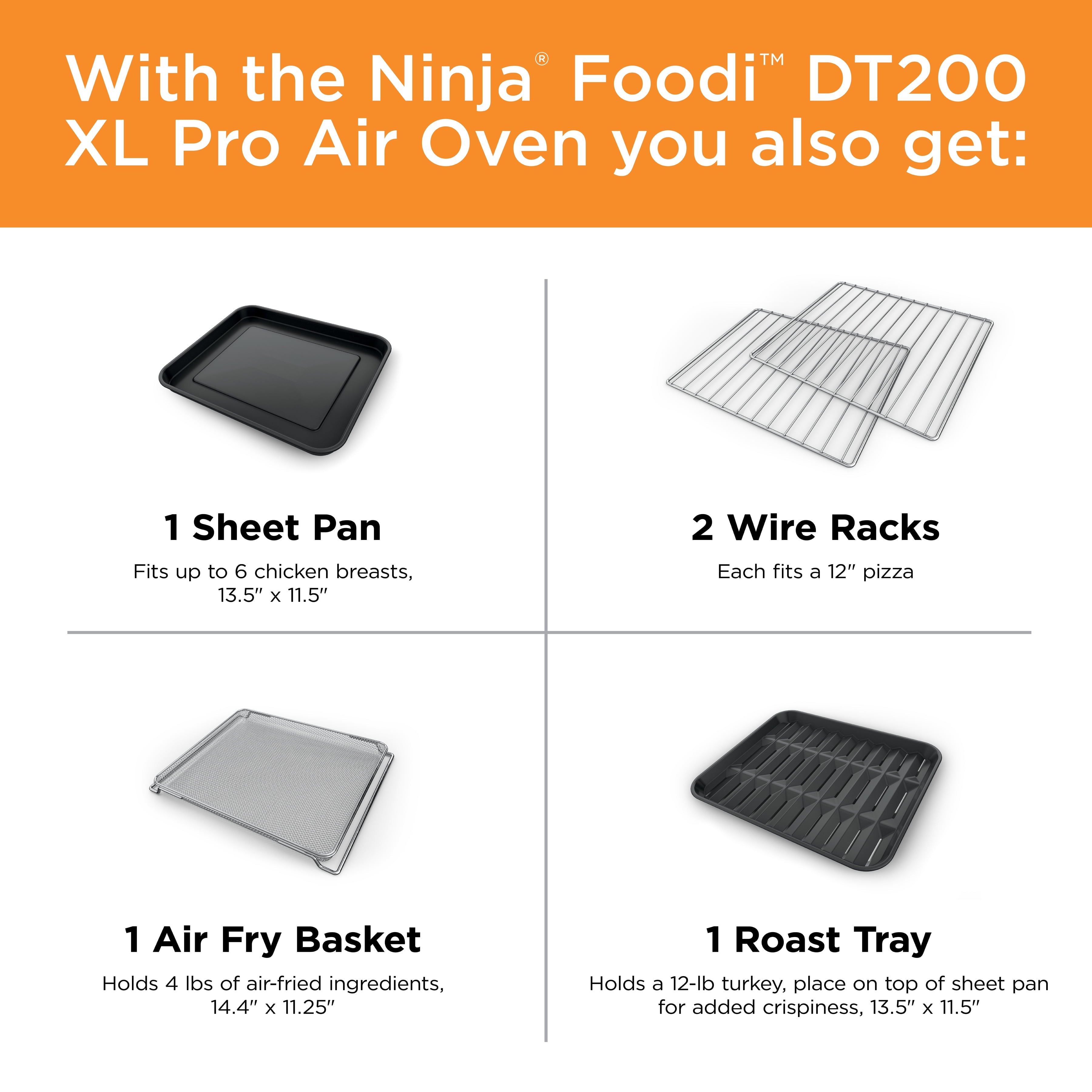 Ninja® Foodi™ 8-in-1 XL Pro Air Fry Oven, Large Countertop Convection Oven, DT200