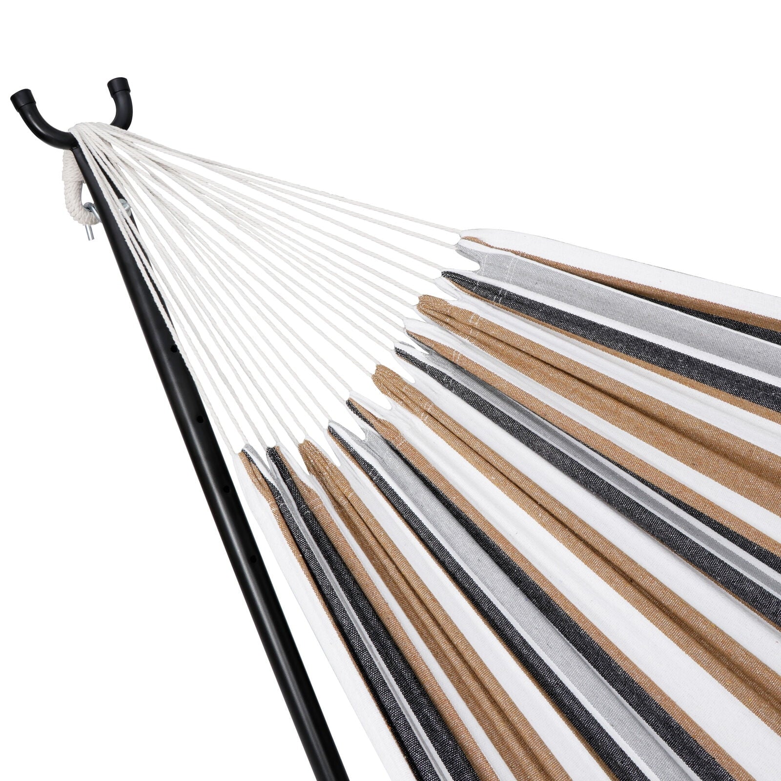 ZENSTYLE Portable Double Hammock with Stand Outdoor Patio 2 Person with Carrying Case, Brown, 112 in x 42 in